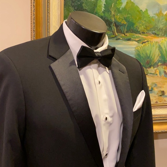 Black Big and Tall Neil Allyn Tuxedo Jacket Size 52L One-Button Notch Slim - Picture 3 of 6